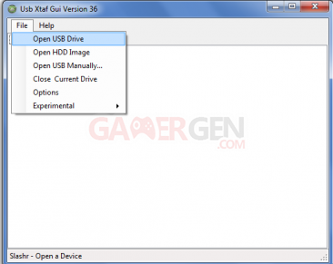 usb xtaf capture screenshot menu open usb drive